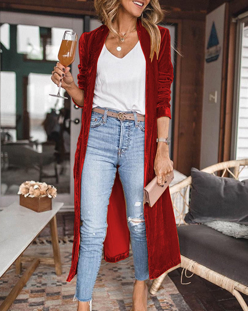 Liliana - Women's Velvet Longline Cardigan