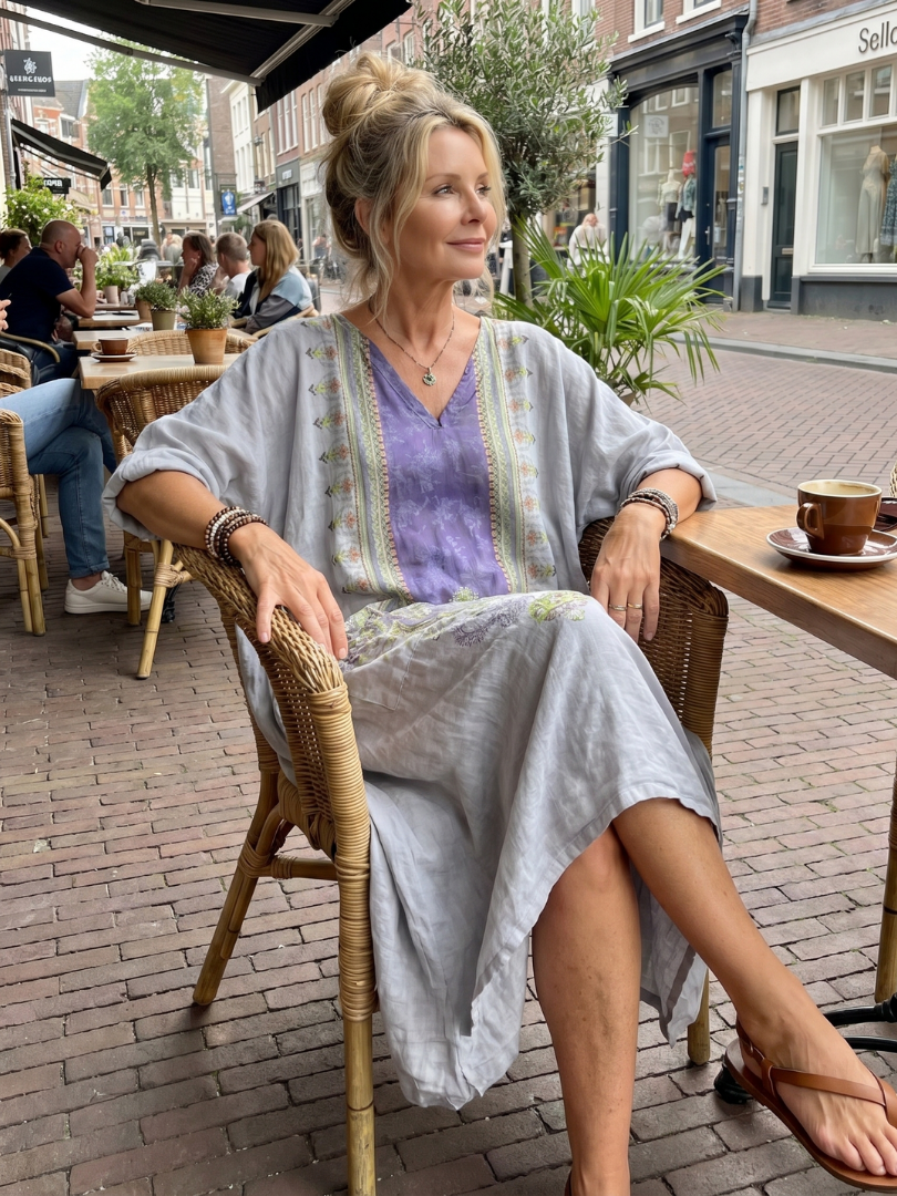 Raina | Panel Embroidered Oversized Pocket Midi Dress