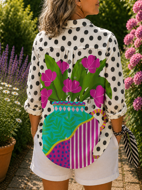 Ara - Blooming Vase Button-Up Blouse