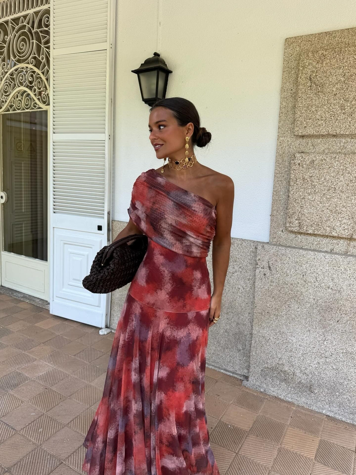 Valentina | Watercolor Off-Shoulder Long Dress