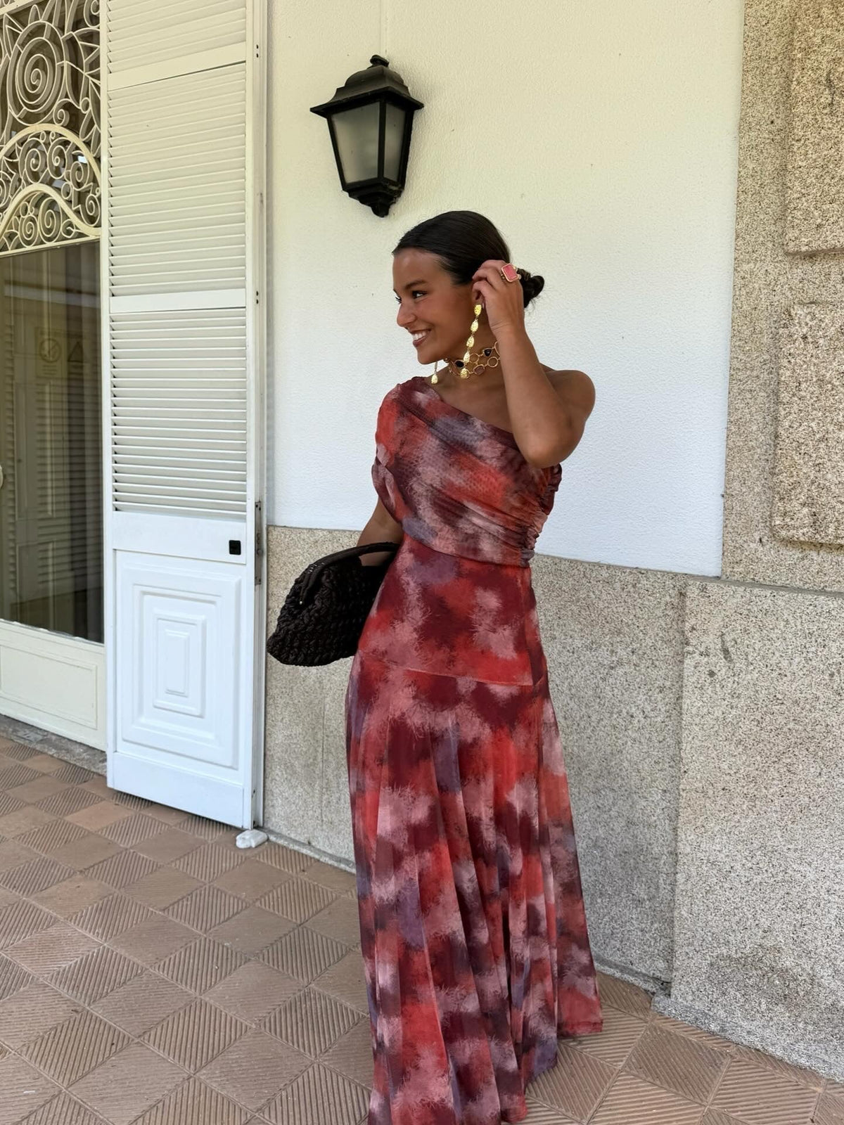 Valentina | Watercolor Off-Shoulder Long Dress