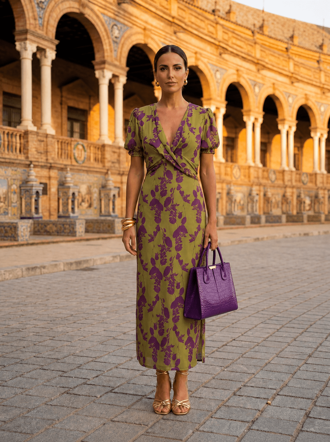Daniela | Floral Maxi Dress with Flowing Draping