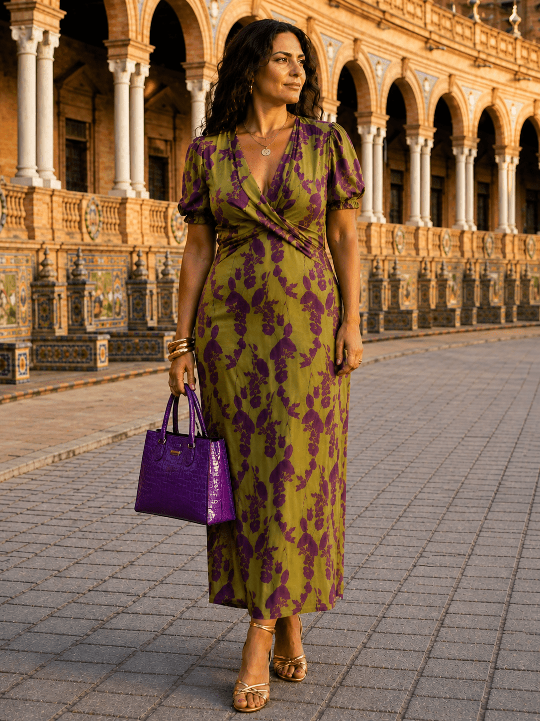 Daniela | Floral Maxi Dress with Flowing Draping