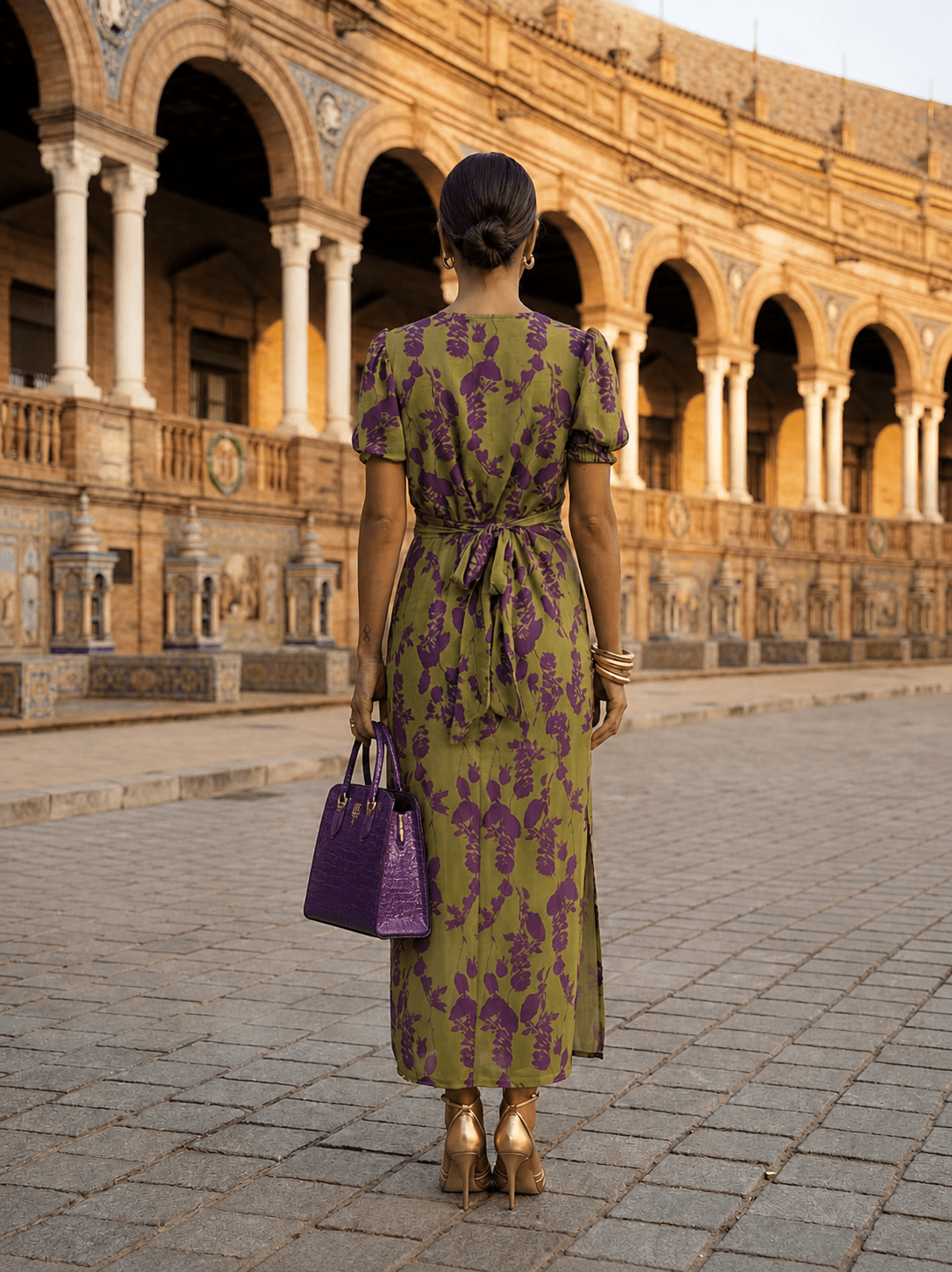 Daniela | Floral Maxi Dress with Flowing Draping