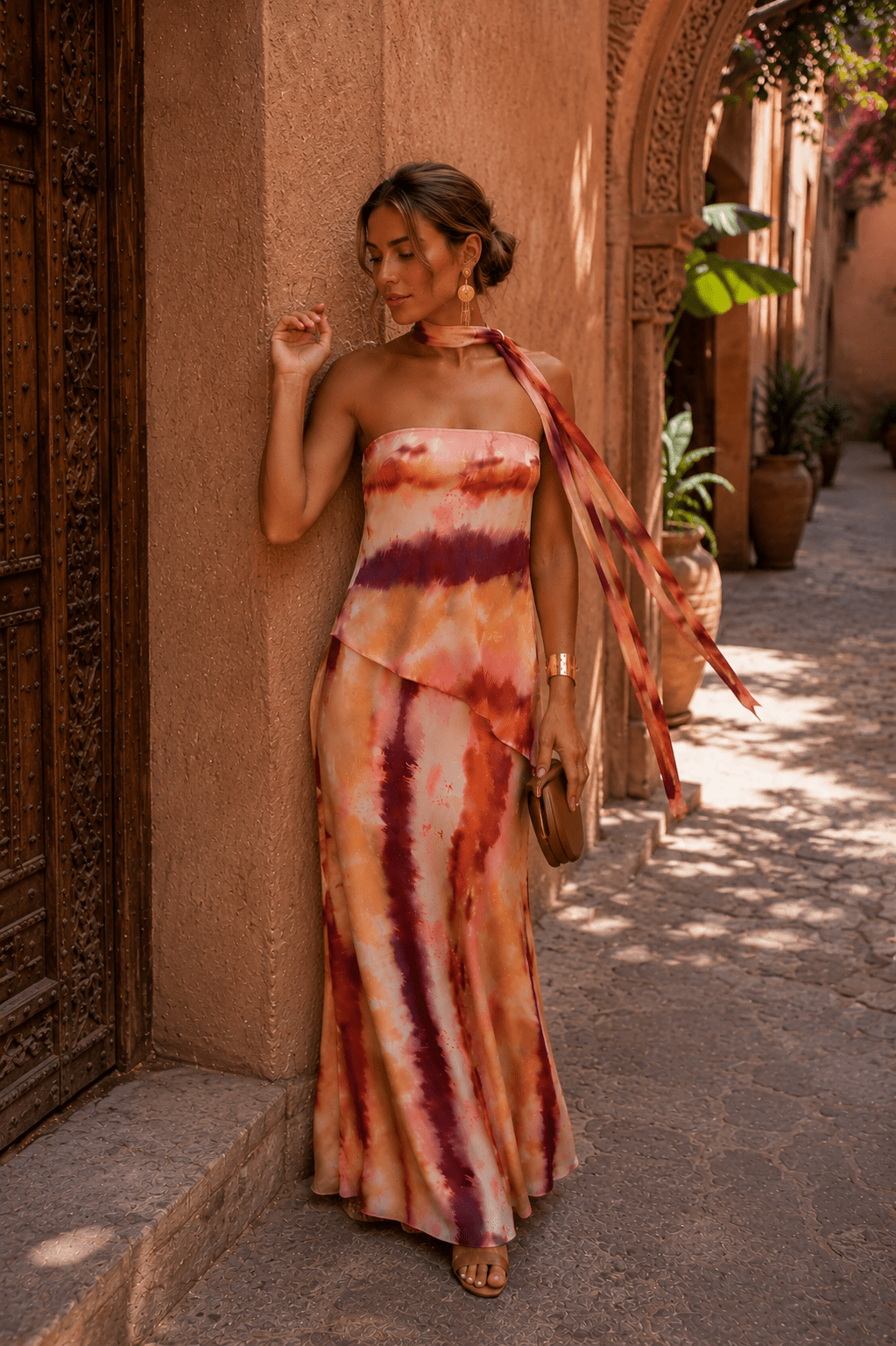 Pilar | Long Printed Set with Strapless Neckline