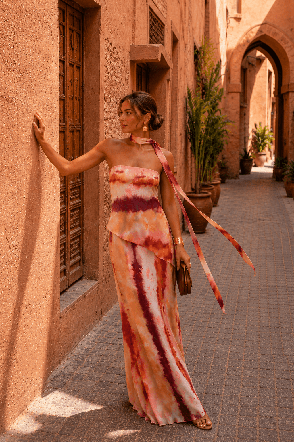 Pilar | Long Printed Set with Strapless Neckline