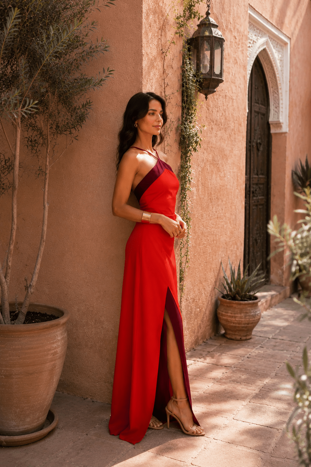 Elisa | Long Halter Dress with Slit