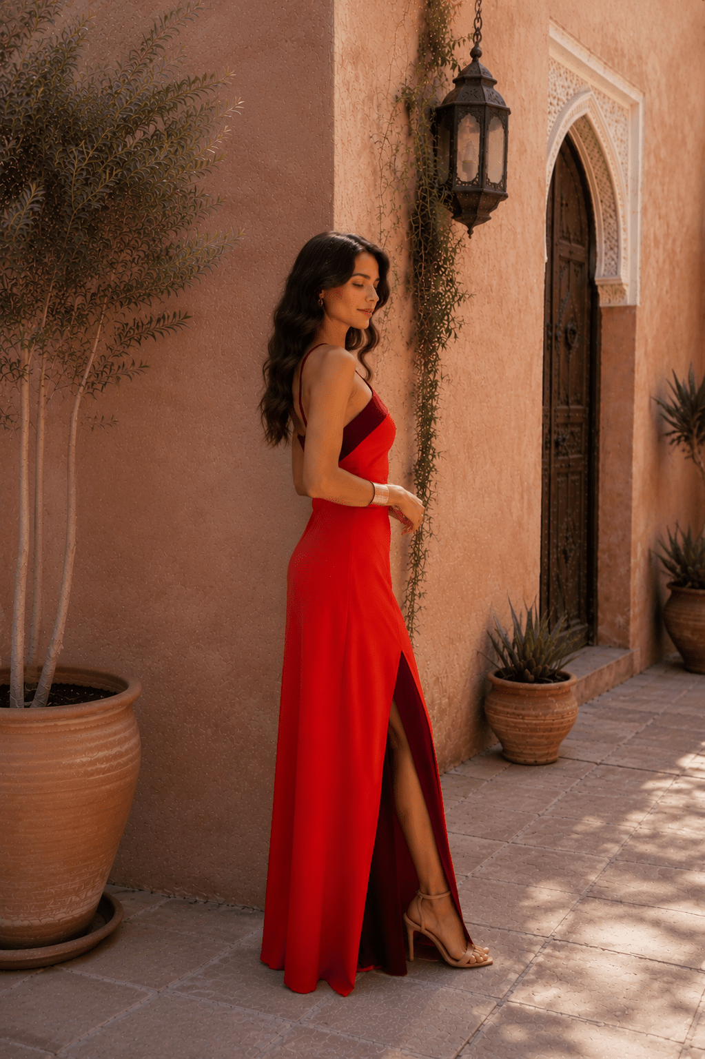 Elisa | Long Halter Dress with Slit