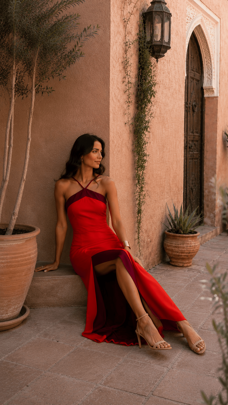 Elisa | Long Halter Dress with Slit