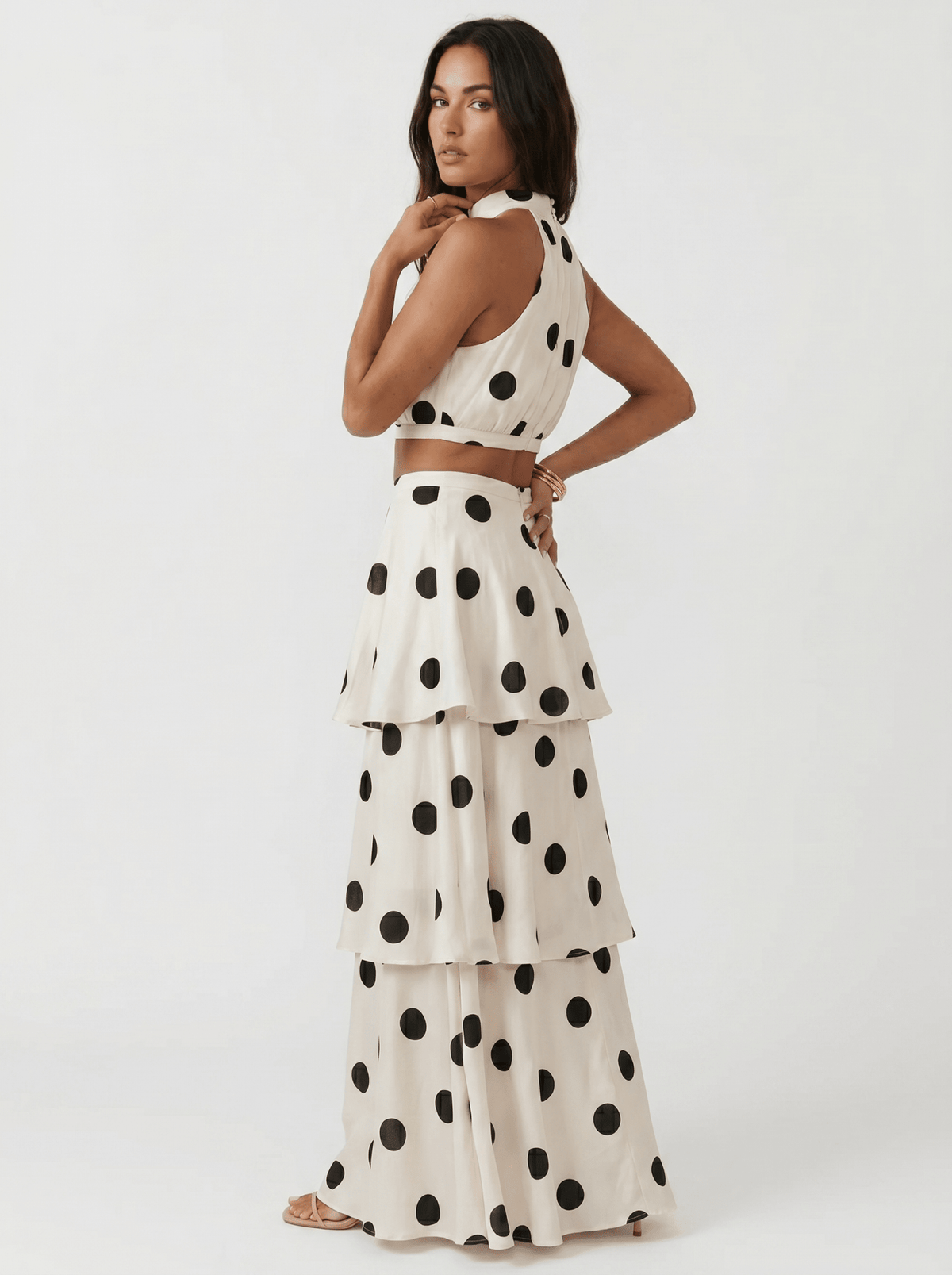 Alina | Polka Dot Top and Long Skirt Set