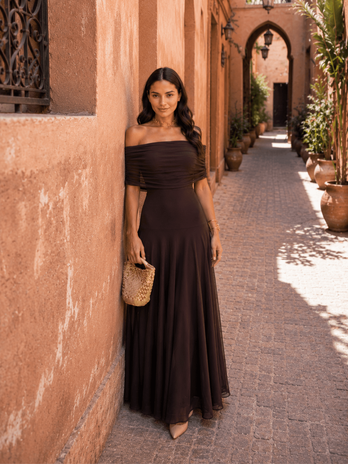 Adriana | Toledo-Style Dress in Brown