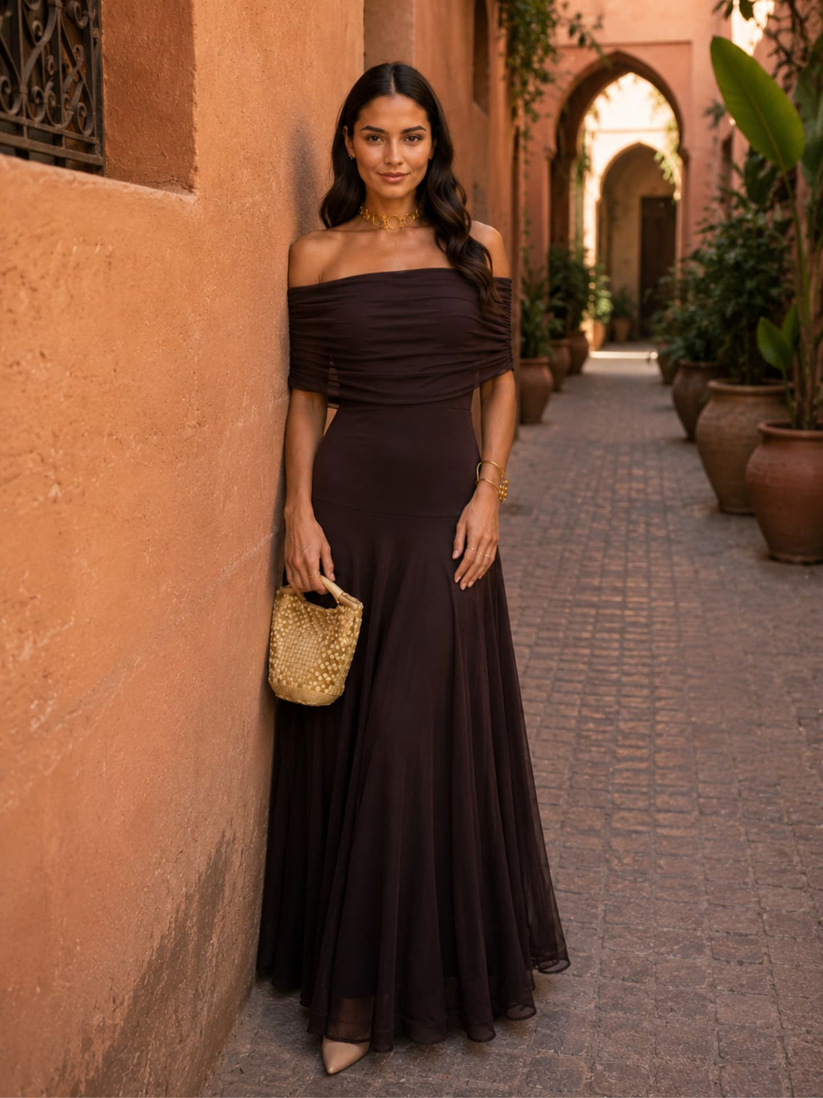 Adriana | Toledo-Style Dress in Brown