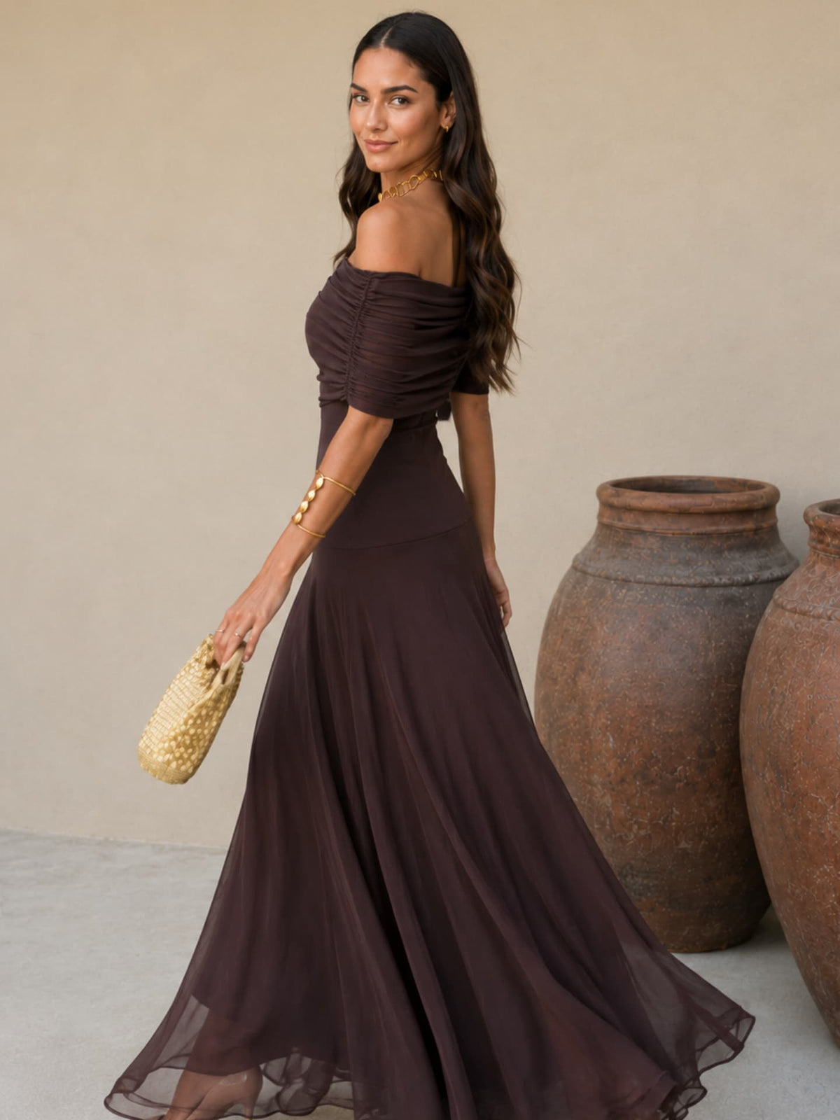 Adriana | Toledo-Style Dress in Brown