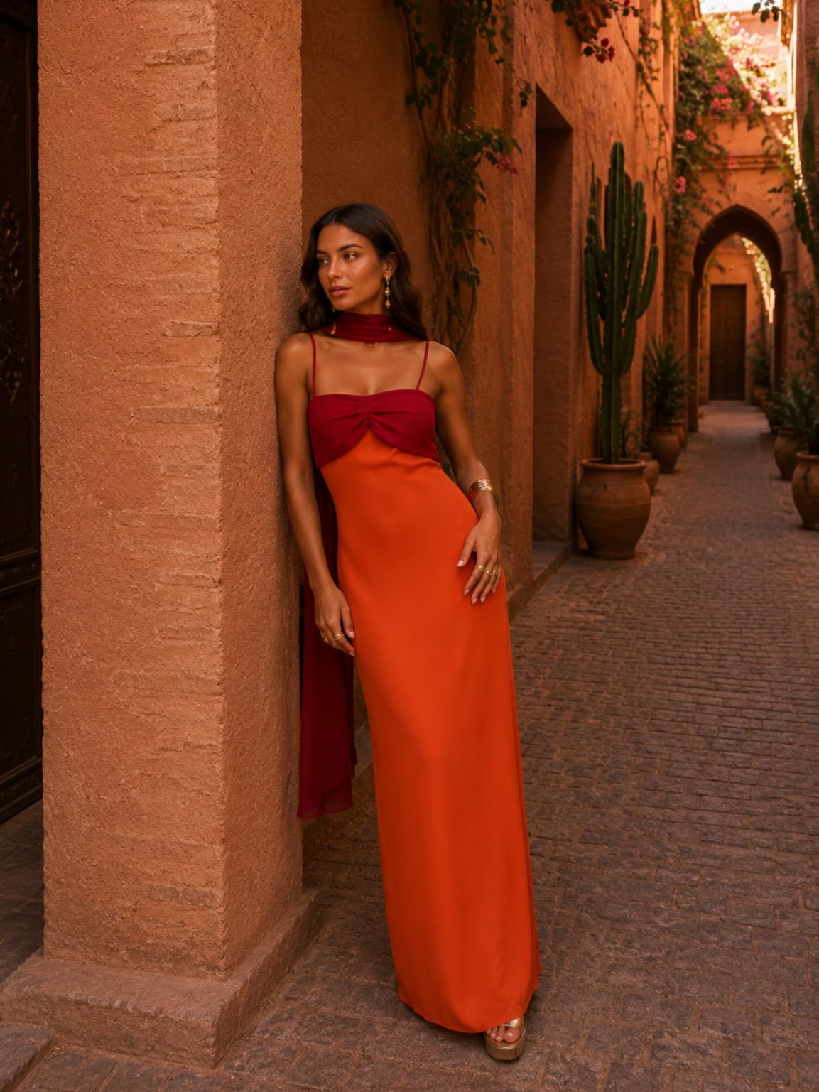Sofia | Two-Tone Draped Long Dress