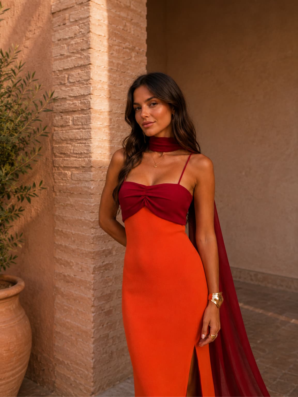 Sofia | Two-Tone Draped Long Dress